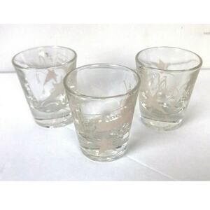 Shot Glasses Barware Set of 3 Atomic Burst Stars Party Drinkware Retro